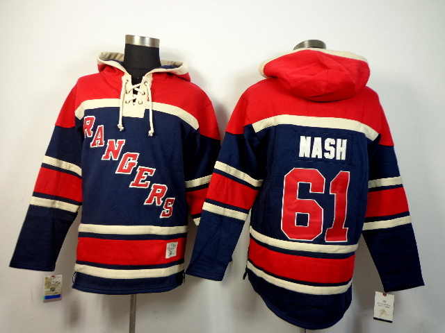 New York Rangers #61 Rick Nash Navy Blue Pullover Hooded Sweatshirt